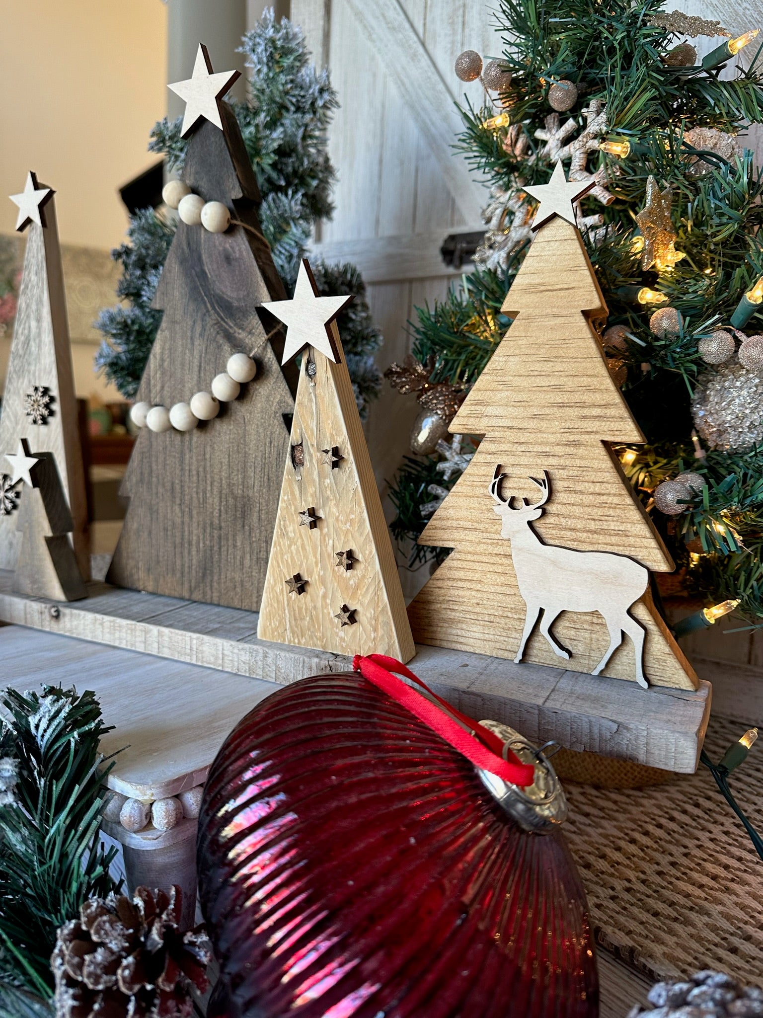 Rustic Set of 5 Wood Trees