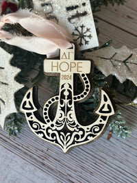 Ornate Anchor Layered Wood Ornament