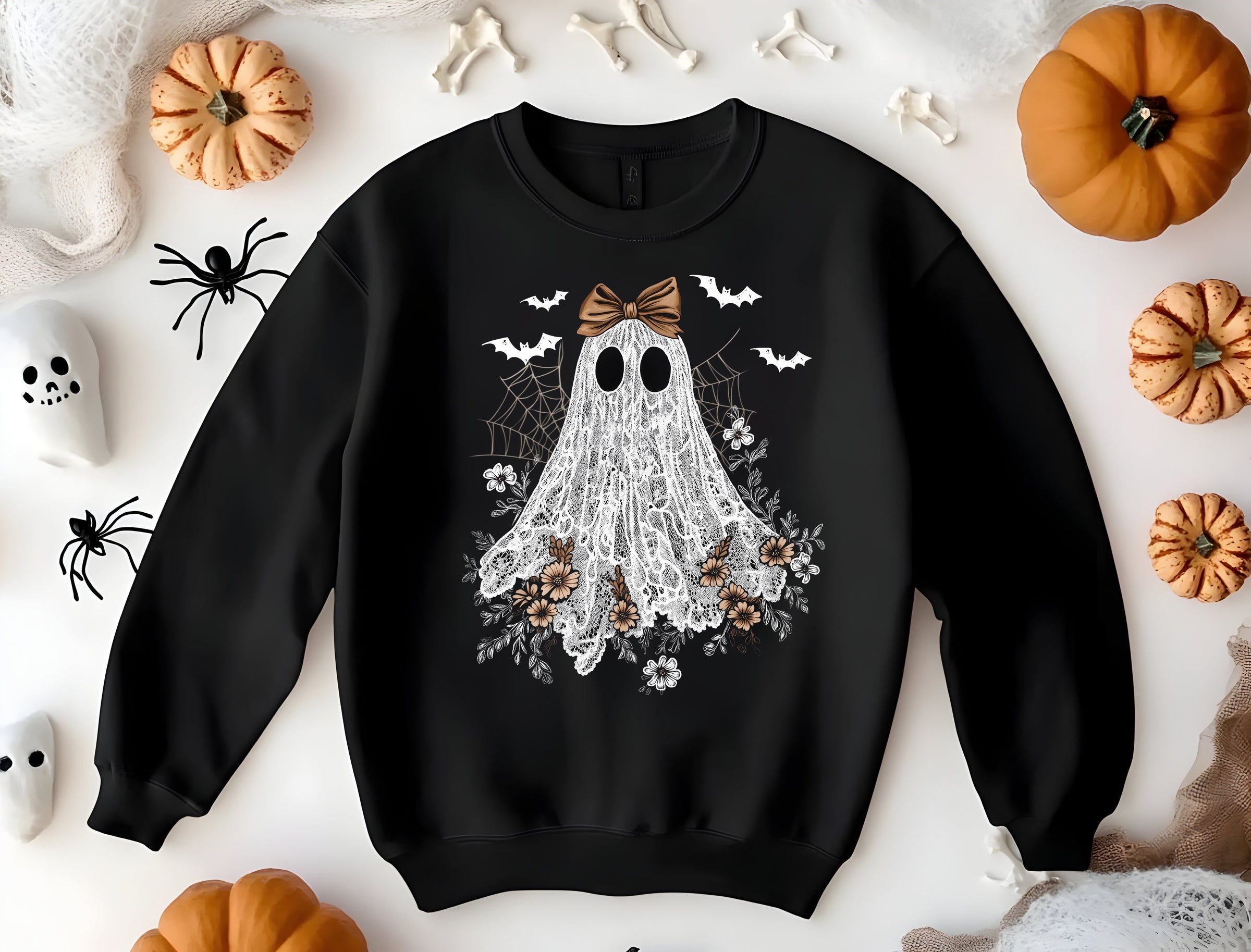 Ghost Lace Falloween Sweatshirt