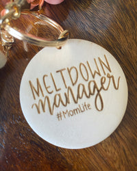 Cream/Leopard/Stripe Wood Bead Bracelet Key Ring