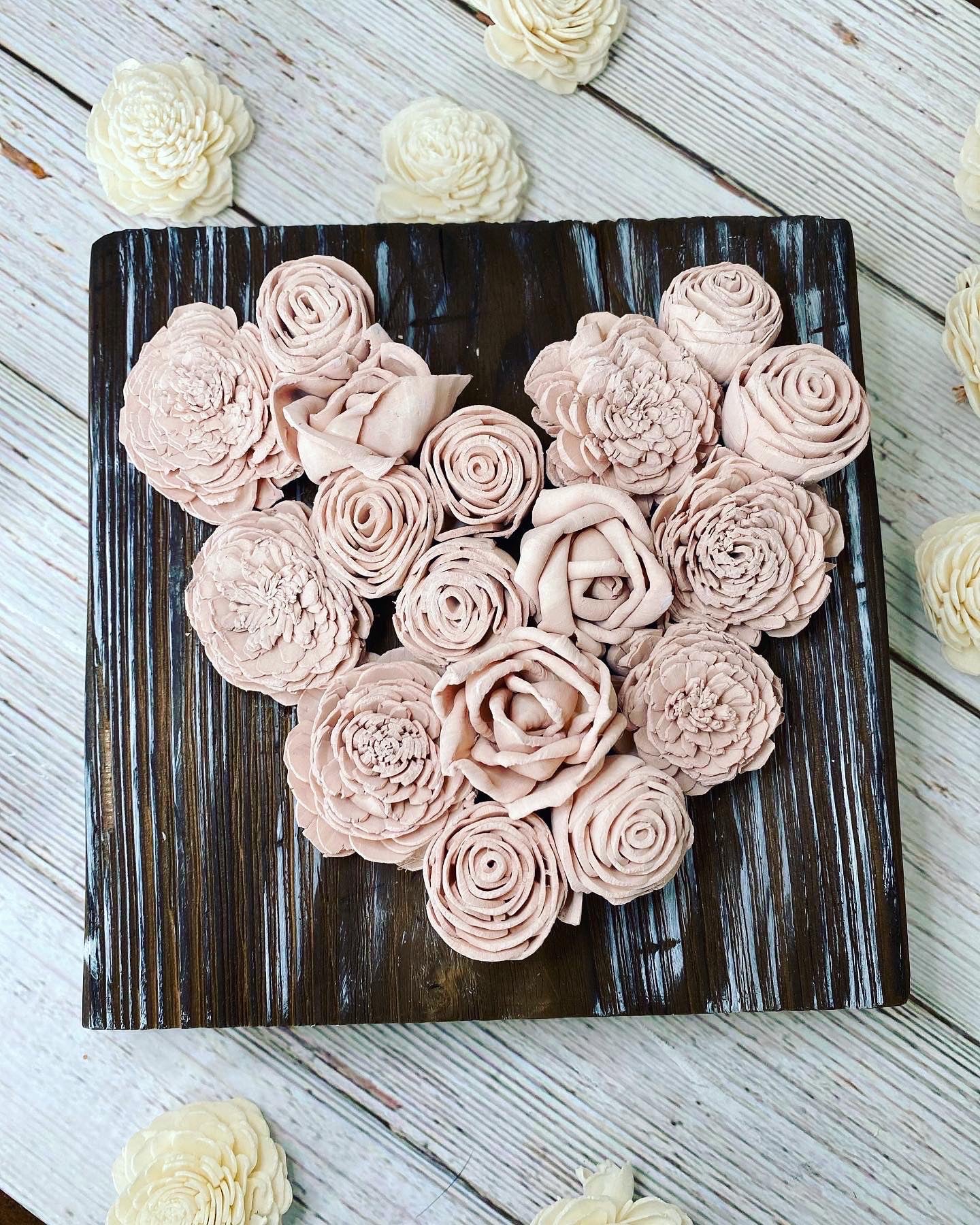 7 x 7 Wood Flower Heart Wood Sign