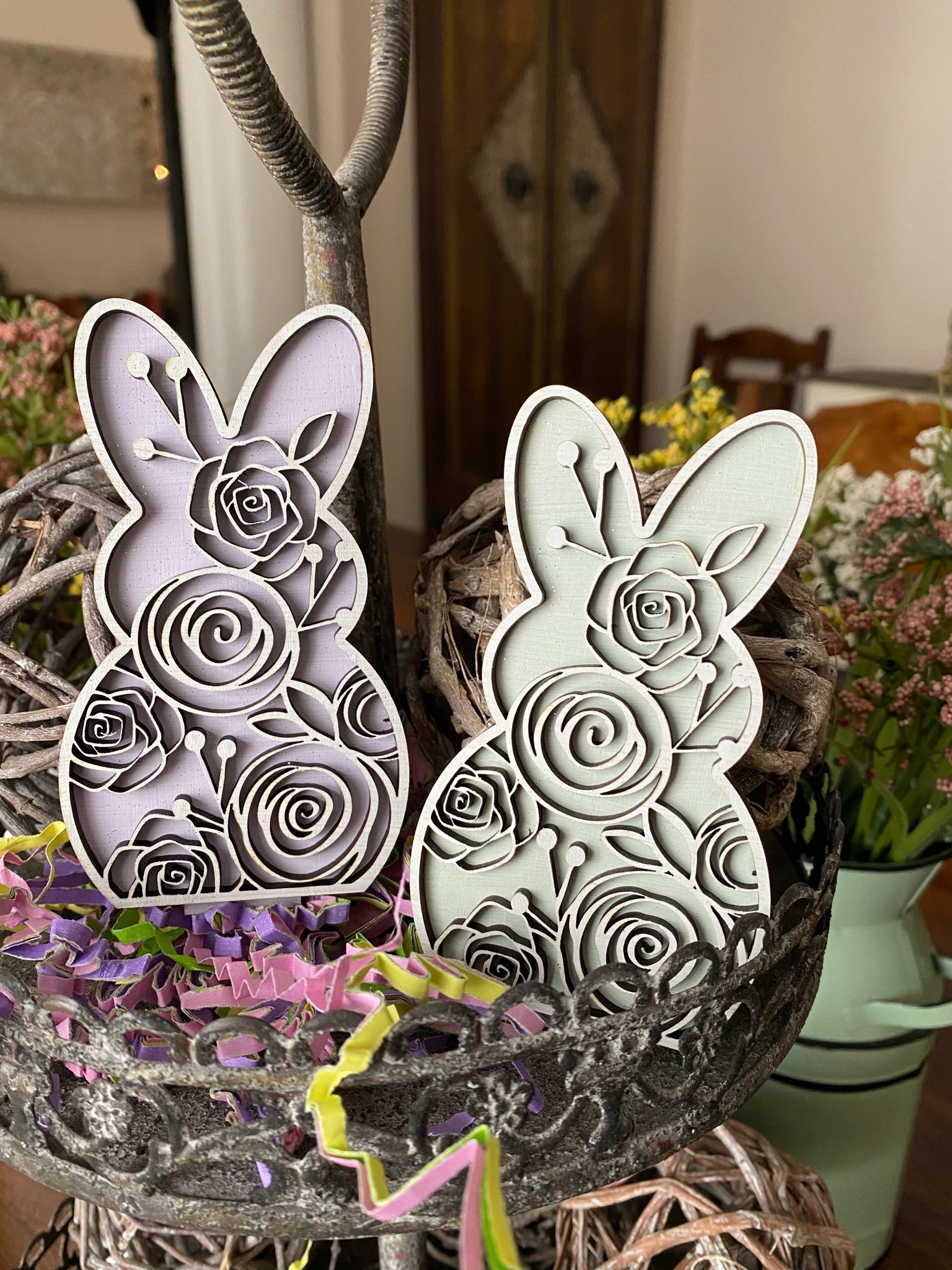 Single Easter Bunny Tiered Tray Decor