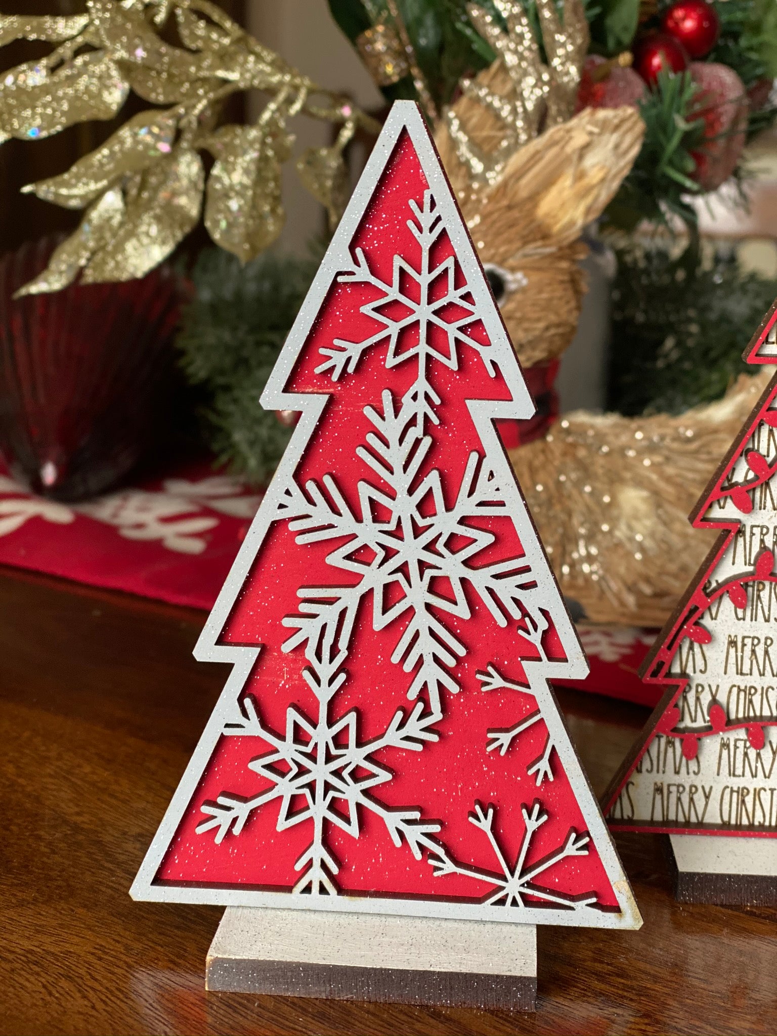 Single Christmas Tree Tiered Tray Decor
