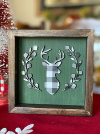 Deer 5x5 Christmas Framed Sign