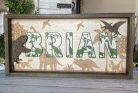 Dinosaur Theme 12x24 Name Sign