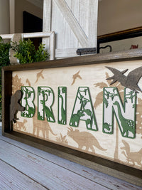 Dinosaur Theme 12x24 Name Sign