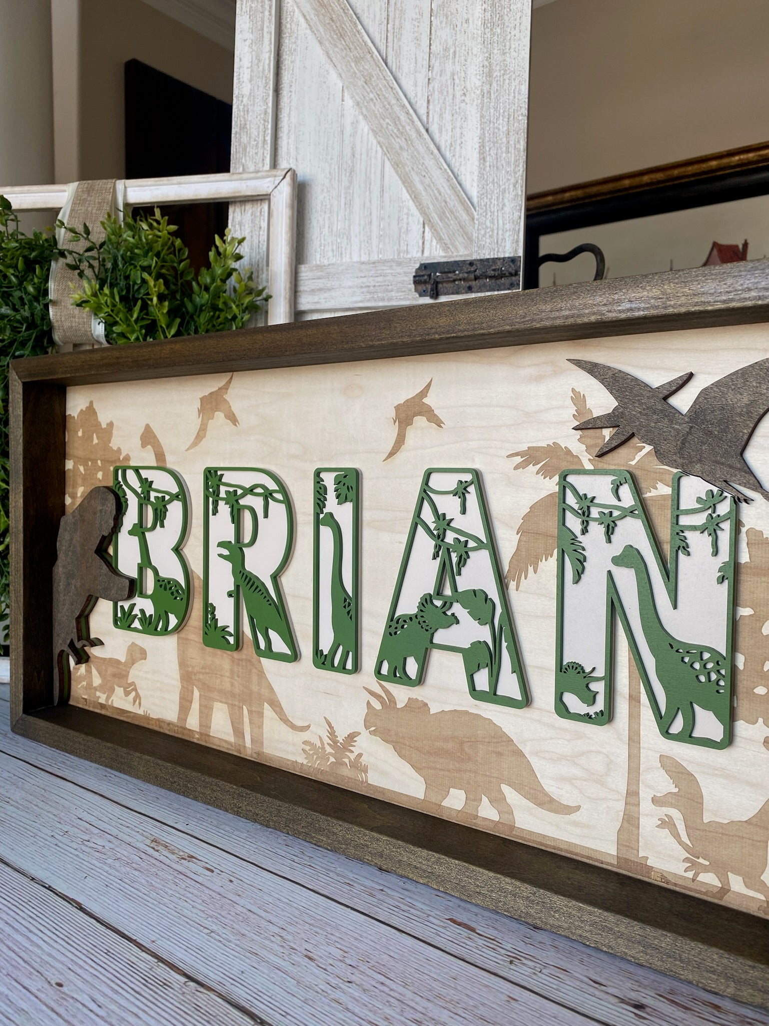 Dinosaur Theme 12x24 Name Sign