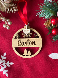First Christmas Personalized Name Ornament/Cut Out Snowflakes and Trees