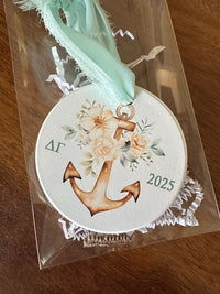 Ceramic Gold Anchor Ornament
