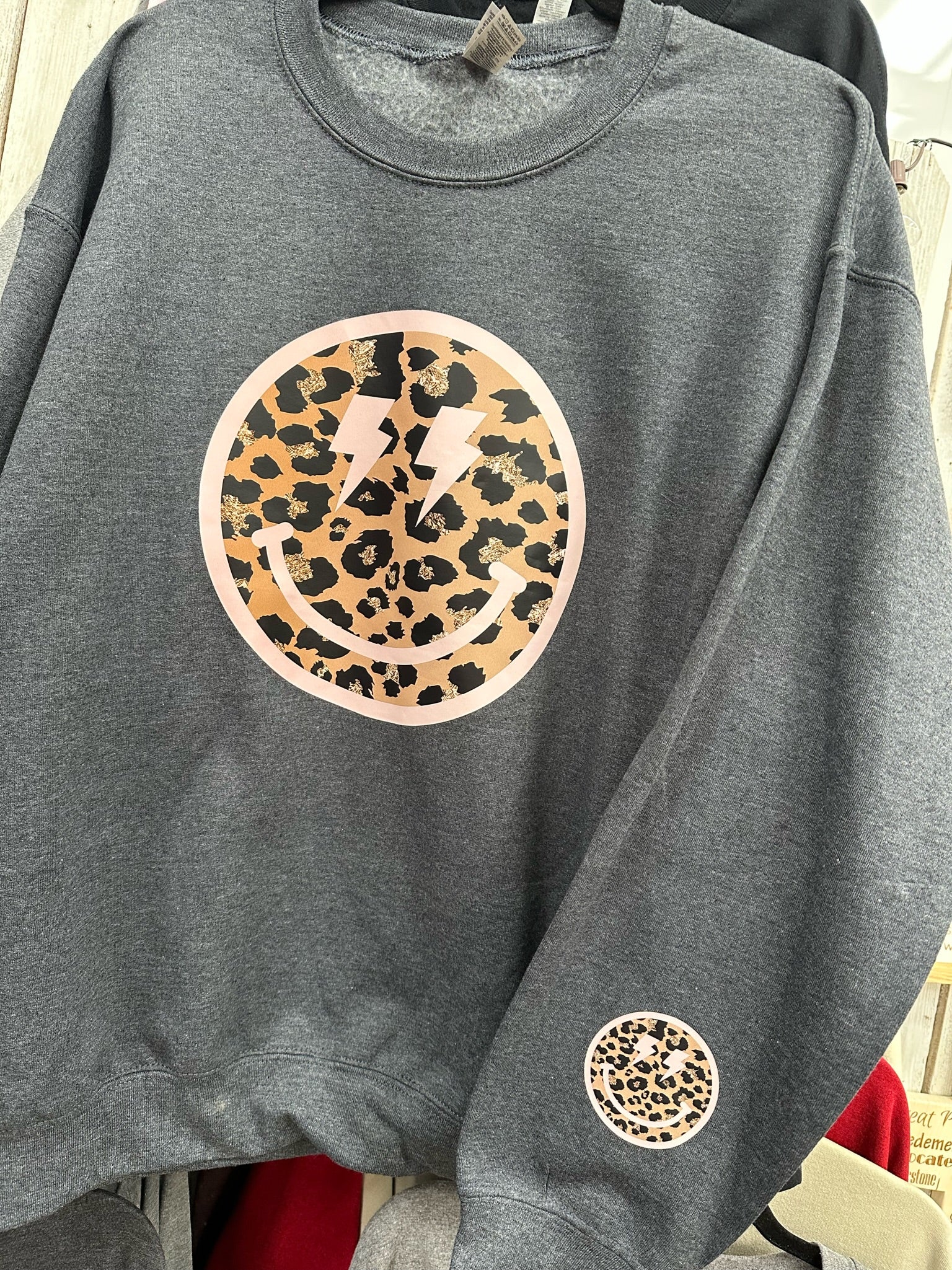 Leopard Smiley Face Sweatshirt – Mountain Edge Designs