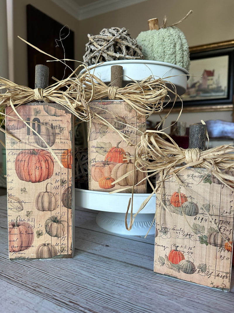 Set of 3 Color Wood Pumpkins