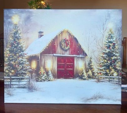 UV Printed Winter Red Barn
