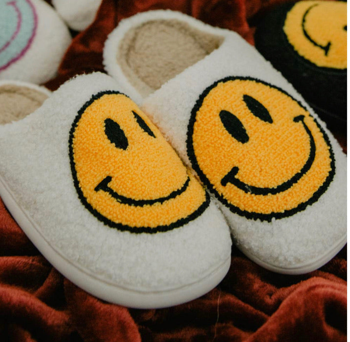 Happy Face Sherpa Comfy Slippers