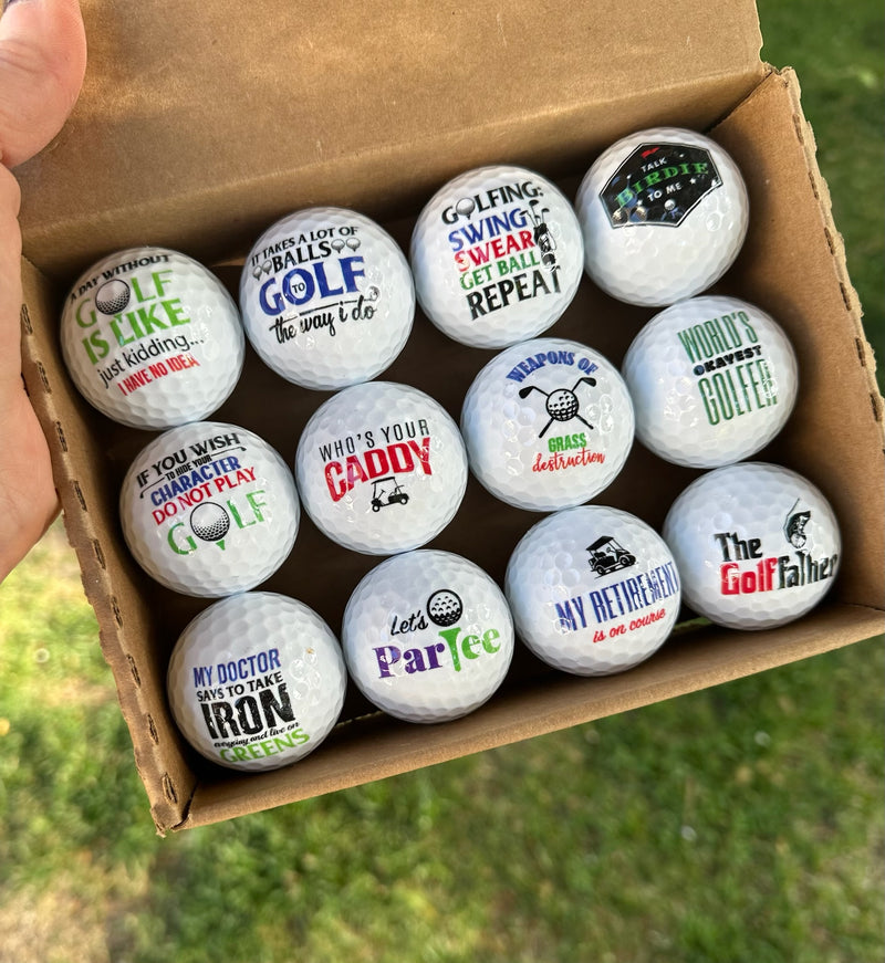 12 Novelty Humor Golf Balls/Custom
