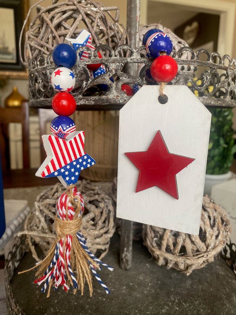 Independence Day Wood Garland Star