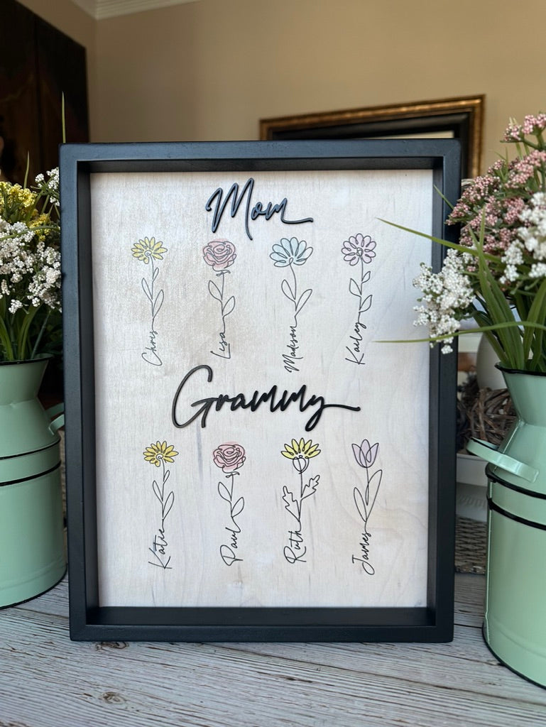 First Mom, Then Grandma Colored Flowered Sign – Mountain Edge Designs