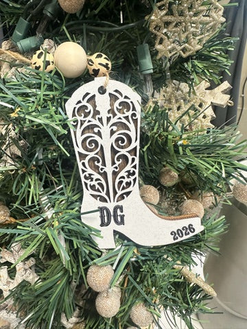 Cowgirl Boot Wood Ornament