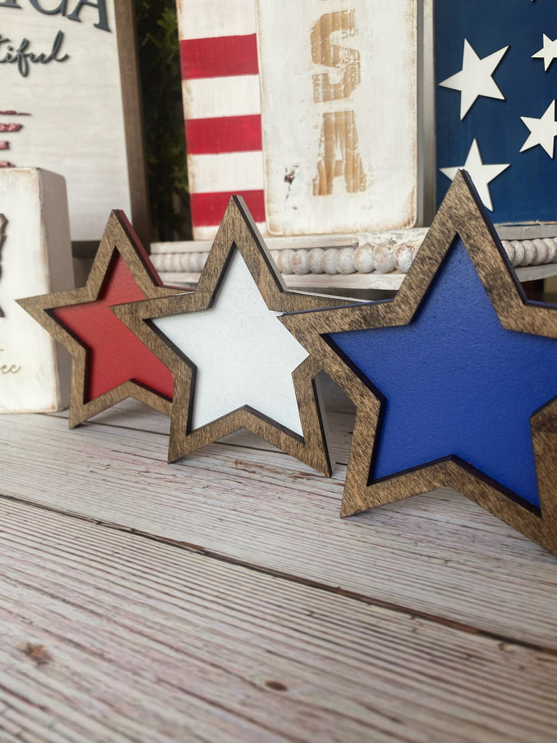 Set of 3 Wood Stars