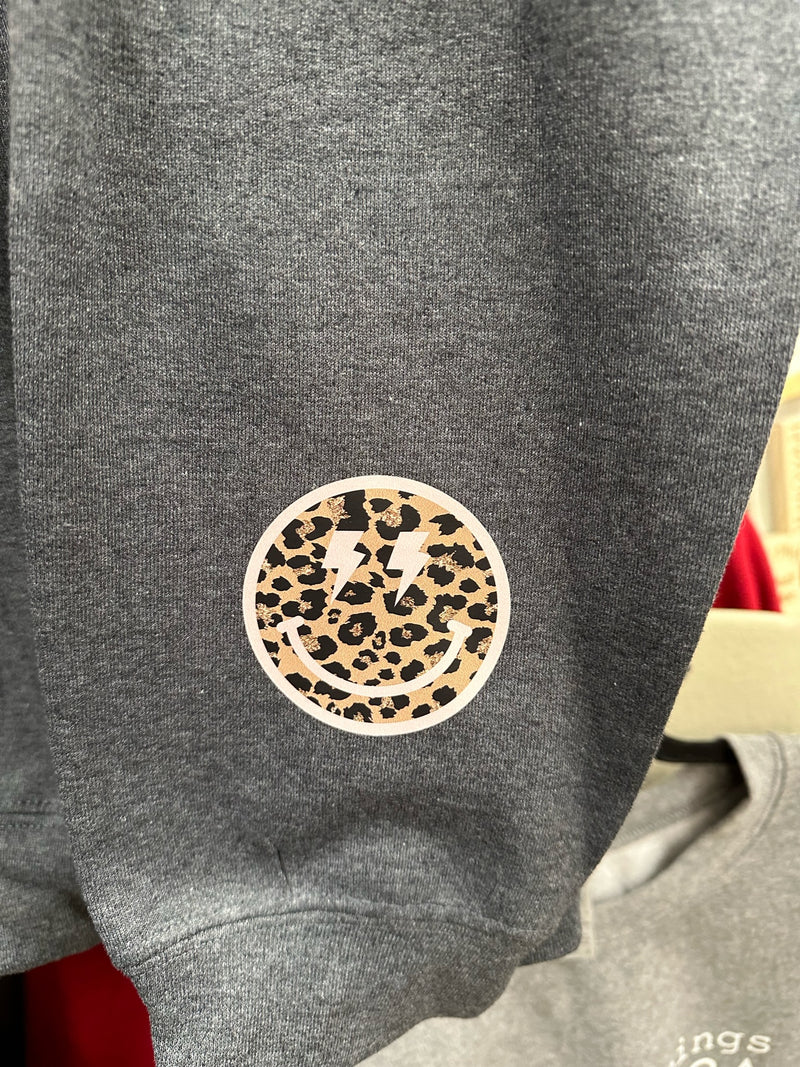 Leopard Smiley Face Sweatshirt