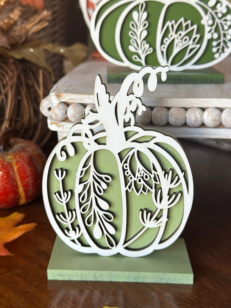 Set of 5 Floral Pumpkins Free Standing
