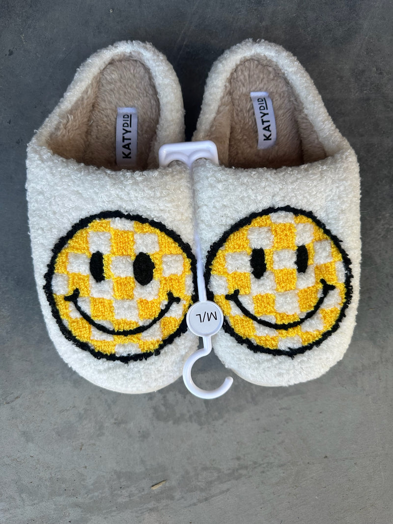 Yellow Checkered Sherpa Super Soft Slippers