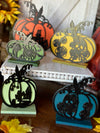 Set of 5 Spooky Skull/House Pumpkins Free Standing