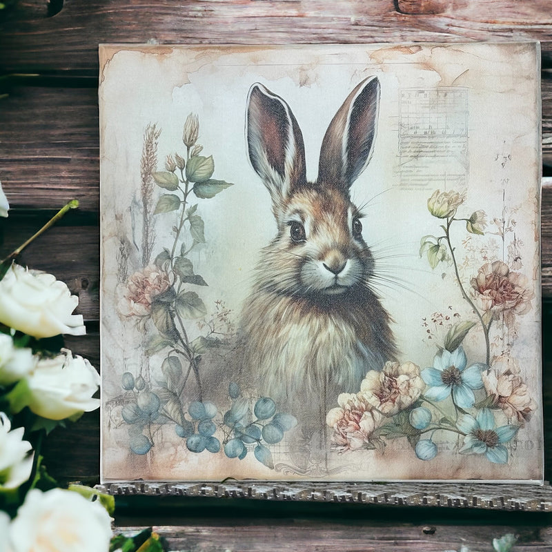Shabby Chic Bunny 12 x 12 Canvas