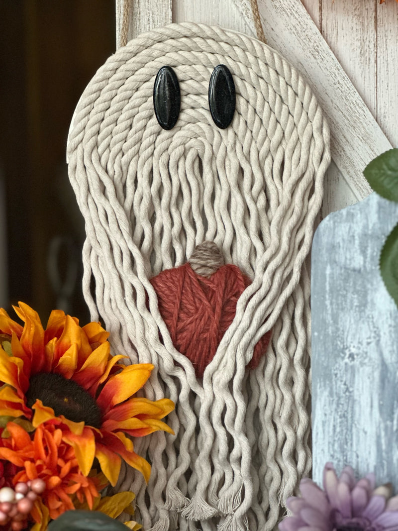 Macrame Ghost with Pumpkin