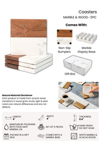 Marble and Acacia Coasters set of 4