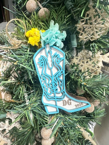 Boot with Dried Flowers Ornament