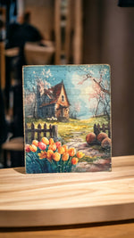 Vintage Spring Scenes Wood Blocks 3 x 3.75