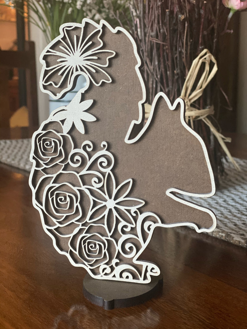 Squirrel set of 3 - laser cut Fall Decor with Acorn Stands