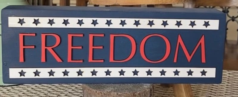 Freedom or America 1776 Red, White and Blue Wood Block