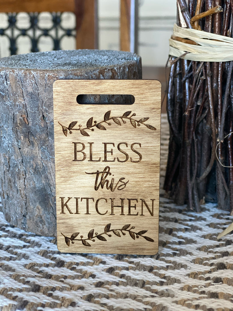 Mini Bless this Kitchen Cutting Board Magnet/Tiered Tray Decor