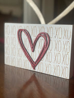 XOXO Heart Wood Block