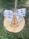 Aspen Wood Slice Delta Gamma Anchor Ornament