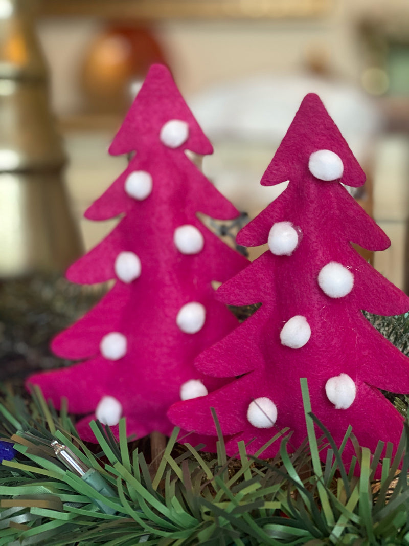 Whimsical Christmas Colors Set of 2 Felt Trees