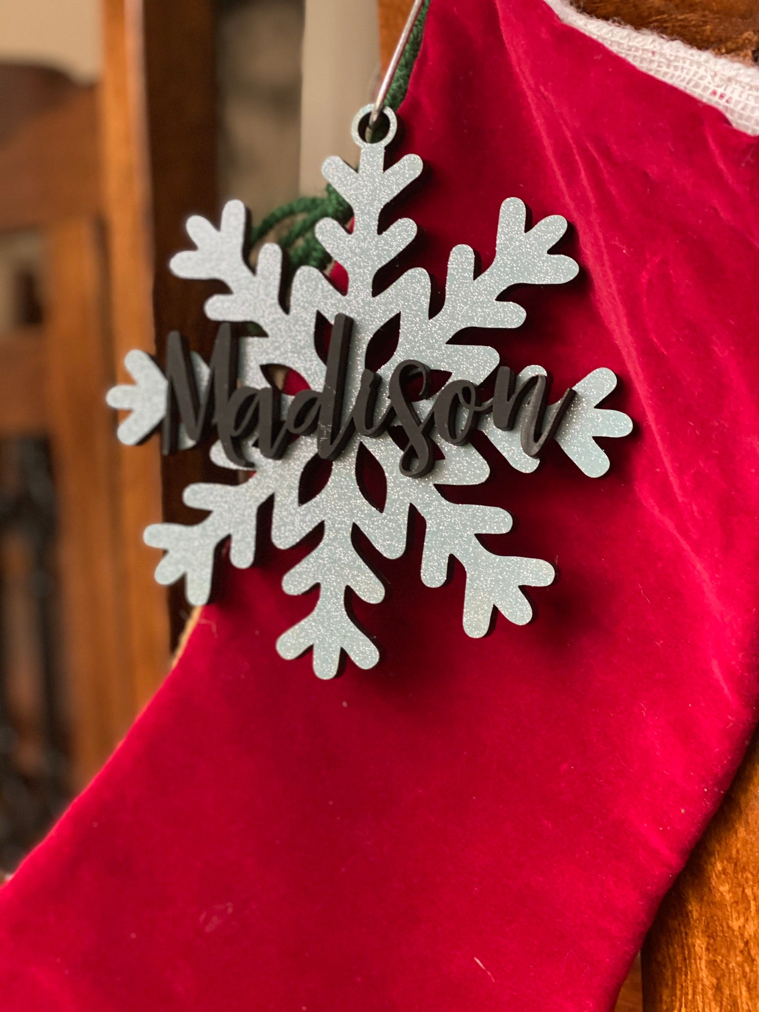 Personalized Snowflake Stocking Tags – Mountain Edge Designs