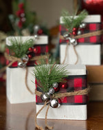 Christmas Wood Presents 2" Ribbon Buffalo Check