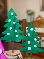Whimsical Christmas Colors Set of 2 Felt Trees