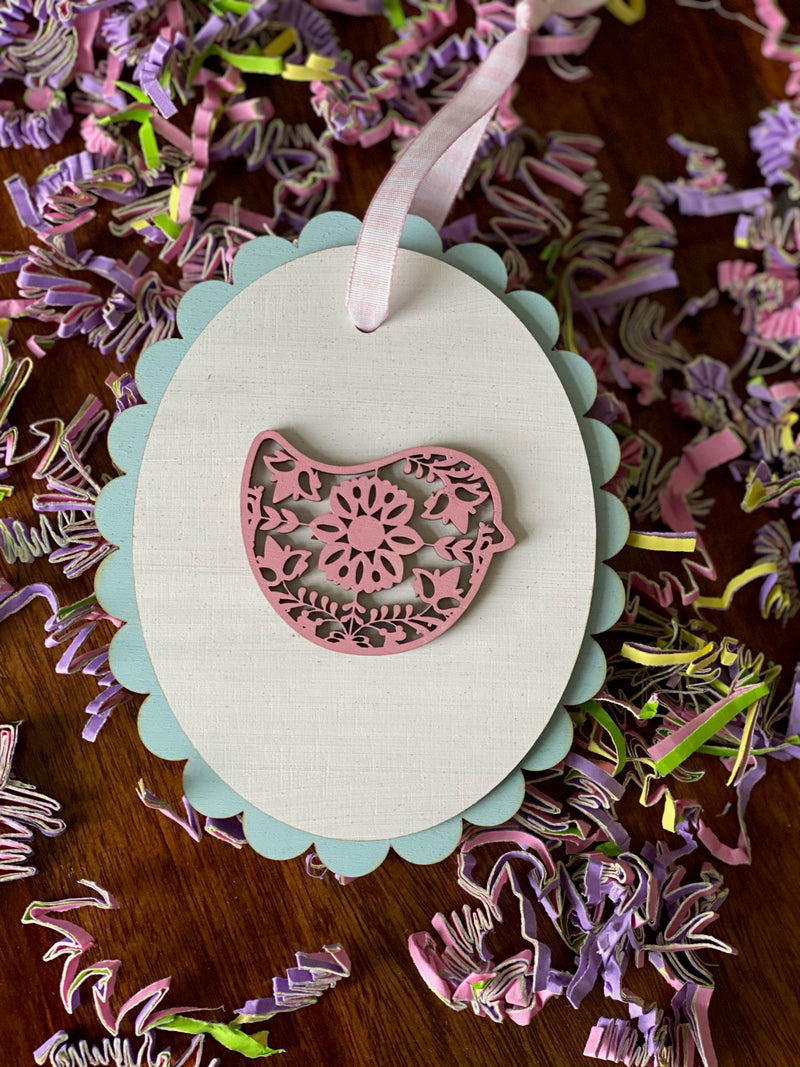 Scalloped Easter Egg Tiered Tray Basket Decor