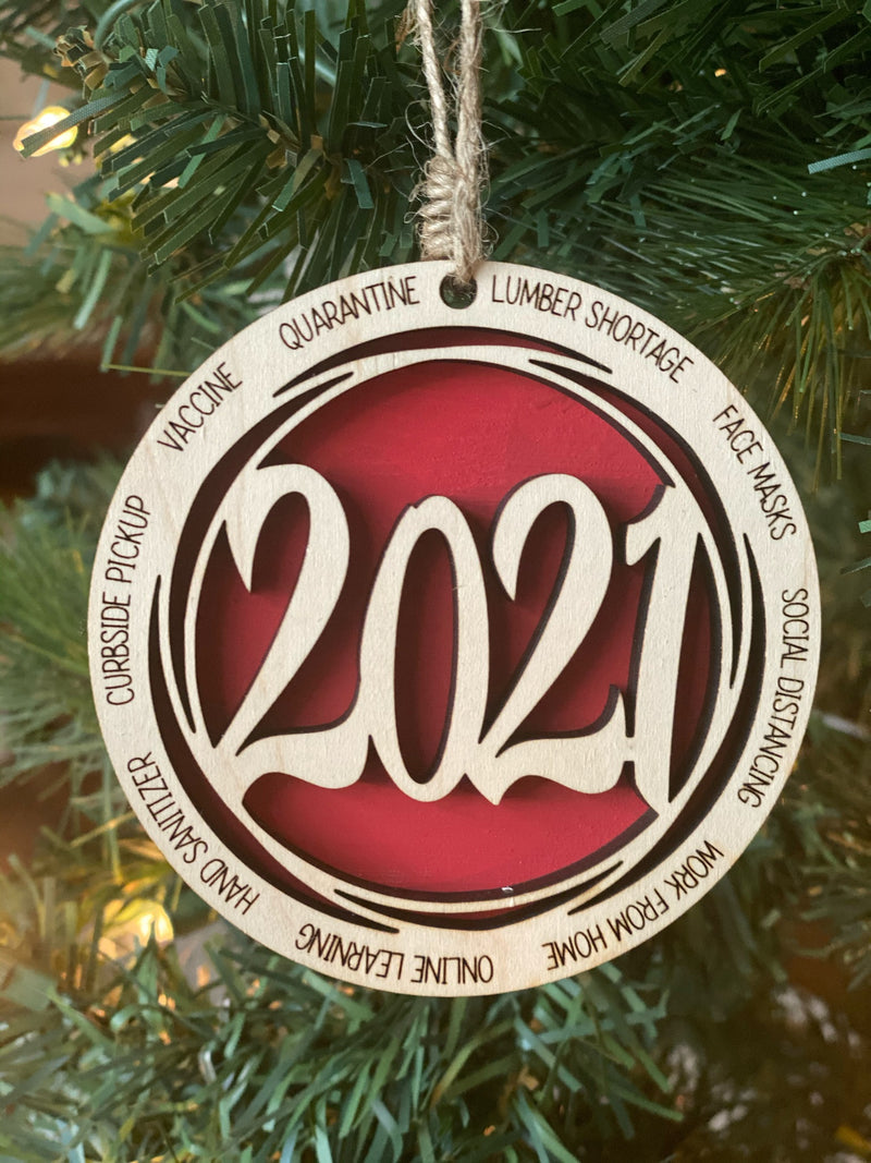 Cut Out and Engraved 2021 Christmas Ornament