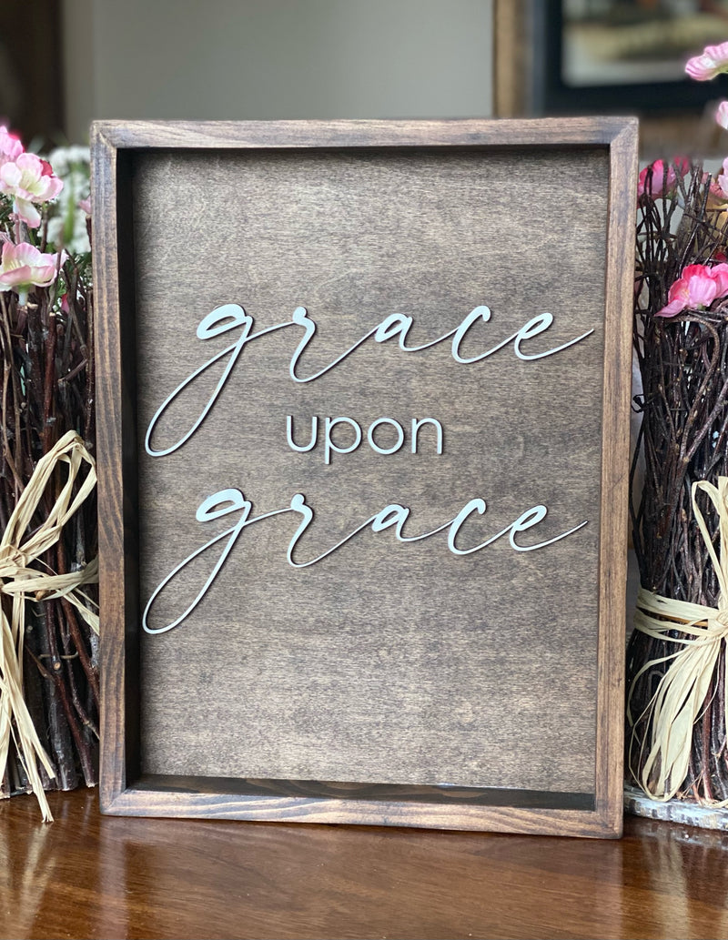Grace Upon Grace 9 x 12 Framed Sign