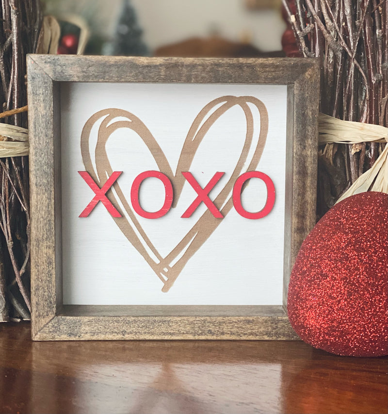 Engraved Heart/XOXO Framed Sign