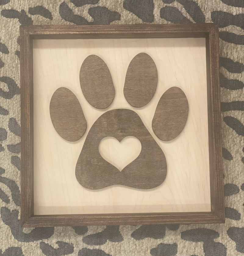 Dog Paw cutout with Heart