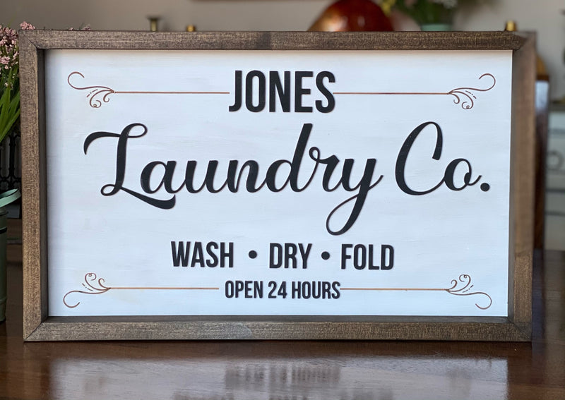 Personalized Laundry 12x20 Wood Sign