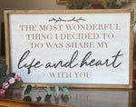 Share My Life and Heart With You 12x20 Wood Sign