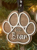Layered Paw Print Pet Ornament