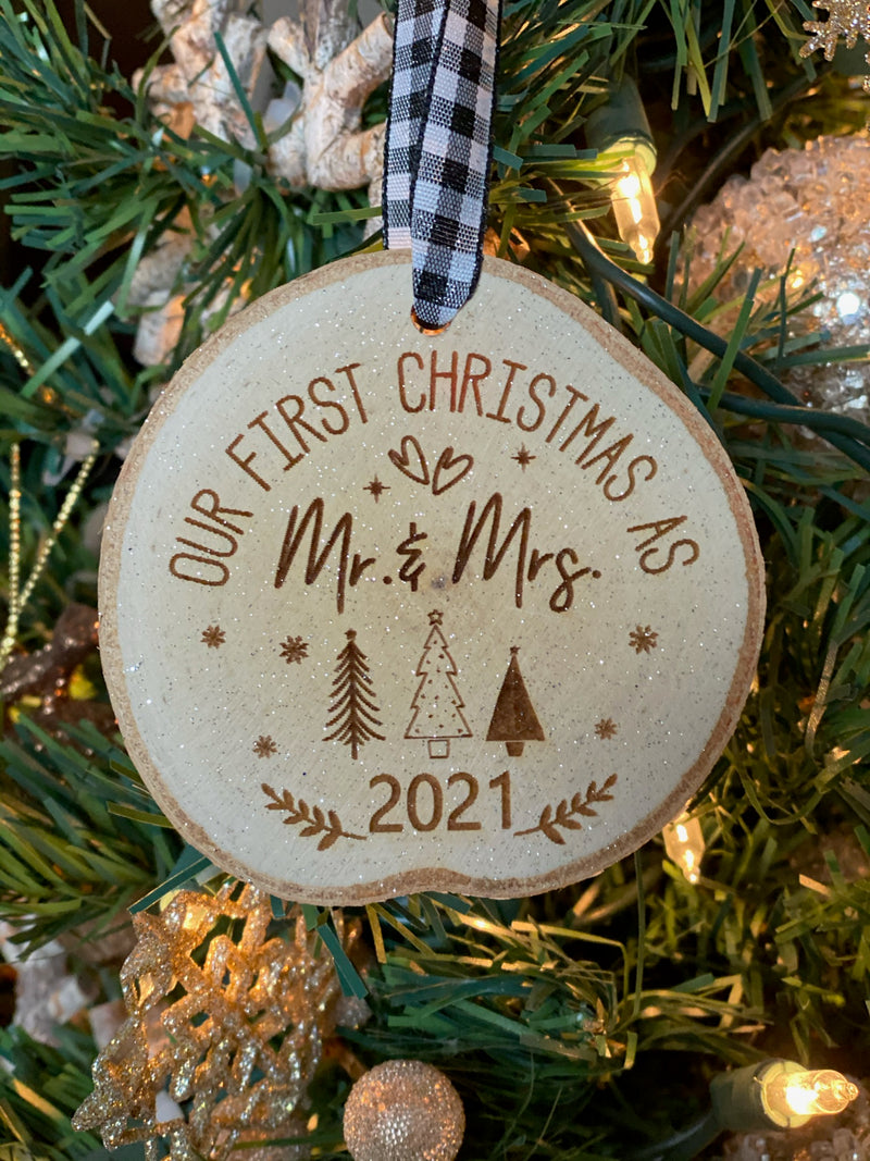 Mr. and Mrs. First Christmas Aspen Ornament