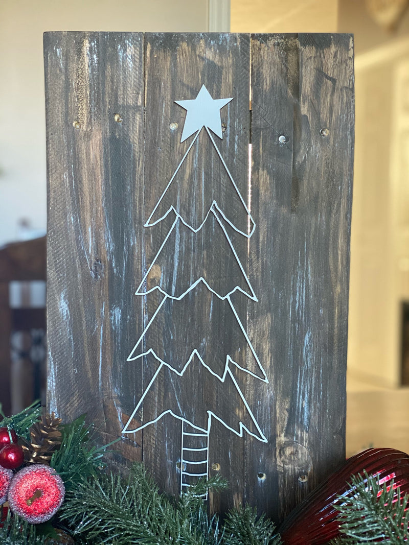 Rustic Pallet Cut Out Tree Wood Sign